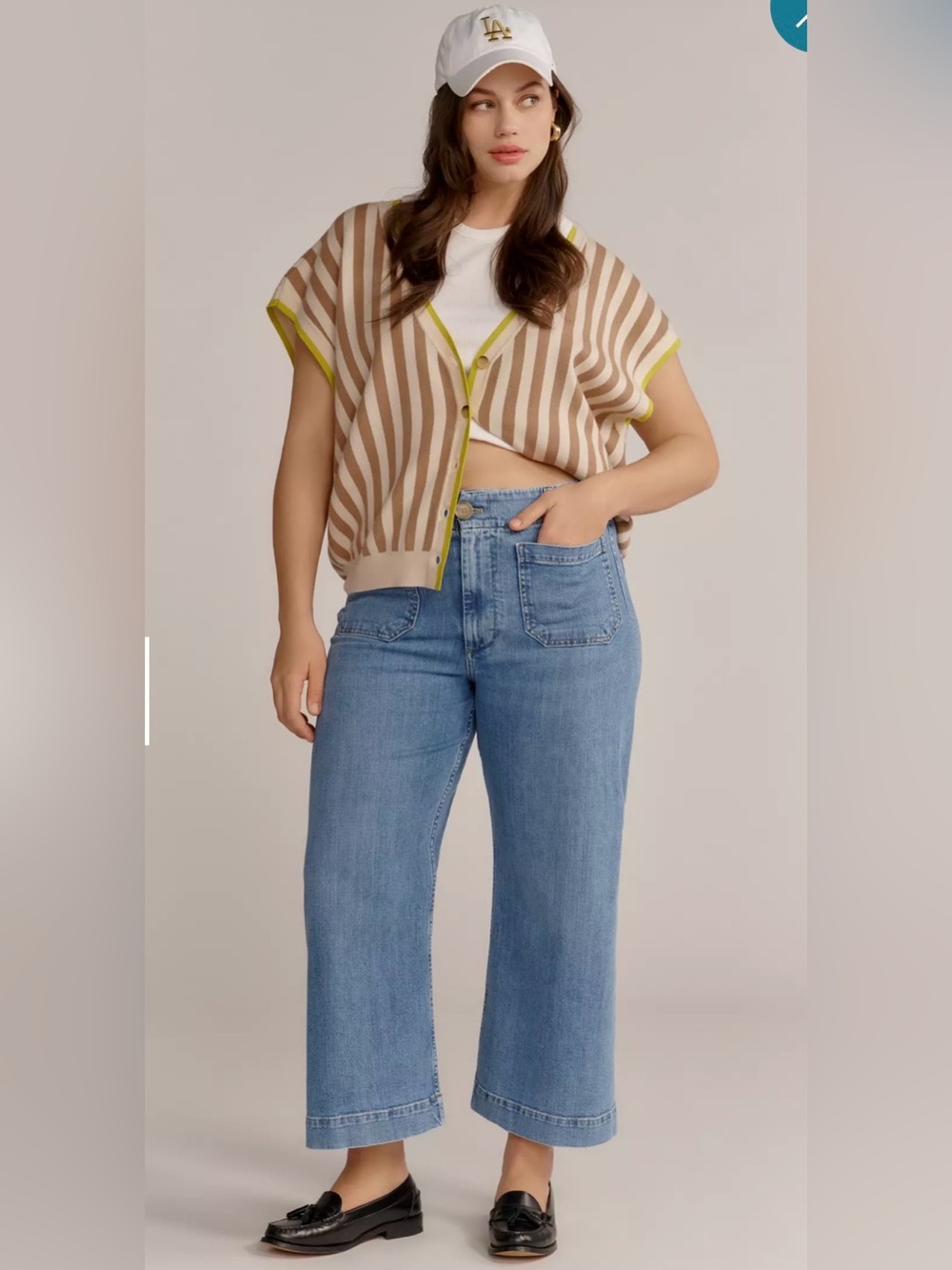Anthropologie Maeve Colette High-Rise Wide-Leg Cropped Jeans Light Wash Size 34